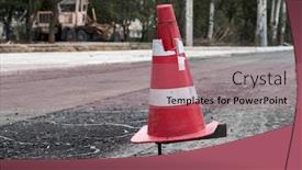  Presentation with road repair - Slides consisting of road-construction-or-repair-laying background and a coral colored foreground