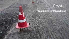  Presentation with road marking - Beautiful slide set featuring road-construction-or-repair-laying backdrop and a gray colored foreground