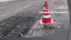  Presentation with road repair - Slide deck featuring road-construction-or-repair-laying background and a gray colored foreground