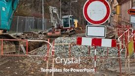  Presentation with road construction - Slide set consisting of road-construction-site-closed-steeet background and a violet colored foreground