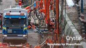  Presentation with road construction - Slide set having road construction site with heavy background and a tawny brown colored foreground