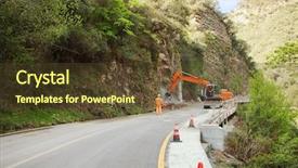  Presentation with road construction - PPT theme consisting of road construction work to expand background and a  colored foreground