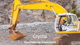  Presentation with road construction - Presentation theme with road construction worker operating excavator background and a coral colored foreground