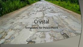  Presentation with bad - PPT theme with road cracked asphalt with pothole background and a light gray colored foreground