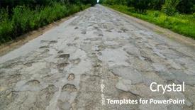  Presentation with asphalt road - Colorful theme enhanced with road cracked asphalt with potholes backdrop and a gray colored foreground