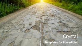  Presentation with asphalt road - Audience pleasing slides consisting of road cracked asphalt with potholes backdrop and a gray colored foreground