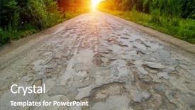  Presentation with asphalt road - Colorful presentation theme enhanced with road cracked asphalt with potholes backdrop and a gray colored foreground