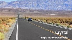  Presentation with driving road - PPT theme with road crossing death valley background and a dark gray colored foreground