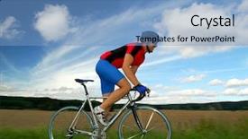  Presentation with cyclist - Audience pleasing PPT theme consisting of men startet running - road cyclist backdrop and a teal colored foreground