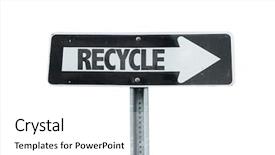  Presentation with recycle glass waste for recycling - Amazing slide deck having road design recycling environment - recycle direction sign isolated backdrop and a white colored foreground