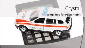  Presentation with policia lights of police car - Presentation theme having road detection - calculator and toy police car background and a white colored foreground