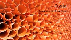  Presentation with construction site construction - Presentation theme having road drainage - pvc pipes stacked in construction background and a  colored foreground