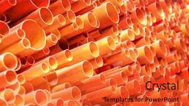  Presentation with construction site construction - PPT theme having road drainage - pvc pipes stacked in construction background and a  colored foreground