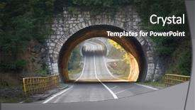 Presentation with tunnel - Slide deck with road enter into tunnel serbia background and a dark gray colored foreground