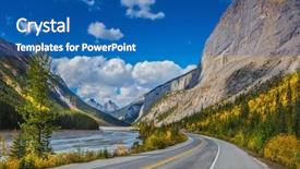  Presentation with canadian - Beautiful presentation design featuring road excellence - bow river canyon in september backdrop and a teal colored foreground