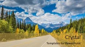  Presentation with banff national park - PPT theme with road excellence - great banff excellent highway background and a yellow colored foreground