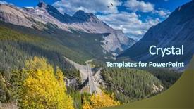  Presentation with banff national park - Colorful presentation design enhanced with road excellence - picturesque canyon in sunny autumn backdrop and a ocean colored foreground