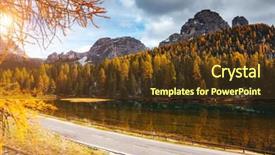  Presentation with national - Colorful PPT theme enhanced with road excellence - splendid lake antorno in national backdrop and a tawny brown colored foreground