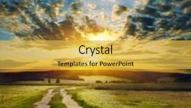  Presentation with field - Slides enhanced with hill - road in field over sunset background and a yellow colored foreground