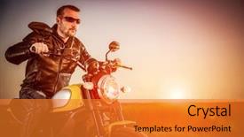  Presentation with motorcycle racing - Beautiful PPT layouts featuring road filter applied in post backdrop and a gold colored foreground