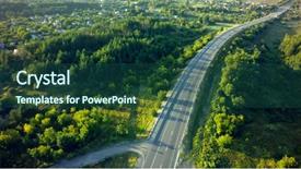  Presentation with road trip cars - PPT theme featuring road for cars aerial view background and a ocean colored foreground