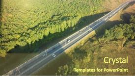  Presentation with green nature - Colorful slides enhanced with road for cars aerial view backdrop and a tawny brown colored foreground