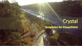  Presentation with green nature - PPT layouts enhanced with road for cars aerial view background and a tawny brown colored foreground