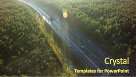  Presentation with road trip cars - Beautiful PPT theme featuring road for cars aerial view backdrop and a  colored foreground