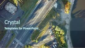  Presentation with road trip cars - Cool new PPT theme with road for cars aerial view backdrop and a ocean colored foreground
