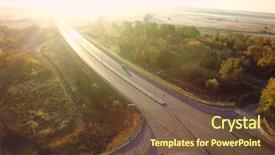  Presentation with top view of soybean - Colorful PPT theme enhanced with road for cars aerial view backdrop and a tawny brown colored foreground