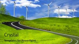  Presentation with wind - Amazing slides having road free - wind generators backdrop and a gold colored foreground