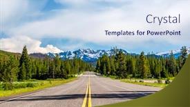  Presentation with teton - Audience pleasing PPT layouts consisting of road from yellowstone national park backdrop and a sky blue colored foreground