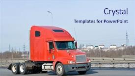  Presentation with fuel tanker truck - Presentation with road fuel tanker - red hauler truck of my background and a sky blue colored foreground