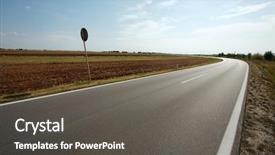  Presentation with road pavement - PPT layouts consisting of road going through the countryside background and a dark gray colored foreground