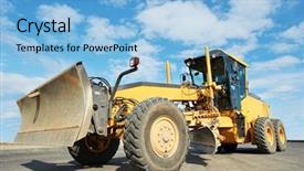  Presentation with bulldozer - Colorful PPT theme enhanced with road grader bulldozer over blue backdrop and a light blue colored foreground
