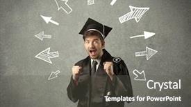  Presentation with hand drawn cartoon of sports - Presentation design enhanced with road graduation - young graduate student with hand background and a  colored foreground