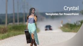  Presentation with female feticide - Colorful PPT layouts enhanced with road hitchhiking with a guitar backdrop and a seafoam green colored foreground