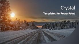  Presentation with rainbow over road - Slides featuring road in a typical village background and a ocean colored foreground
