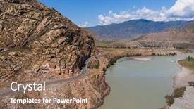  Presentation with mountains - PPT layouts enhanced with road-in-altai-mountains-chuysky background and a violet colored foreground