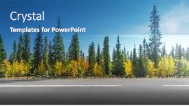  Presentation with forest road - PPT theme having road-in-autumn-forest-sweden background and a teal colored foreground