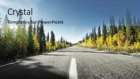  Presentation with forest road - Slide deck featuring road in autumn forest sweden background and a light gray colored foreground