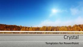  Presentation with forest road - Slide deck enhanced with road in autumn forest background and a light gray colored foreground