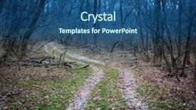  Presentation with autumn blue - Beautiful presentation theme featuring road in blue mistery forest backdrop and a ocean colored foreground