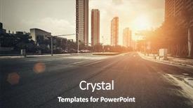  Presentation with columns ancient roman road city - Beautiful theme featuring road in city with sunset backdrop and a tawny brown colored foreground