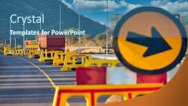  Presentation with road yellow - Amazing presentation design having road-in-construction-yellow-barrier backdrop and a ocean colored foreground