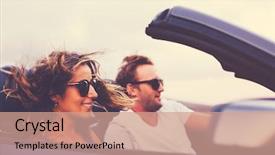  Presentation with driving drowsy - Presentation design enhanced with road in convertible at sun background and a coral colored foreground