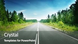  Presentation with forest road - PPT theme with road in deep forest background and a dark gray colored foreground