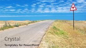  Presentation with traffic road - Beautiful presentation featuring road in desert and traffic sign nature composition backdrop and a soft green colored foreground