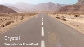  Presentation with landscape desert - PPT layouts consisting of road-in-desert-landscape background and a gray colored foreground