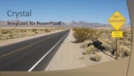  Presentation with shoulder - Beautiful PPT theme featuring road in desert with sign for soft shoulder and mountains in distance backdrop and a teal colored foreground